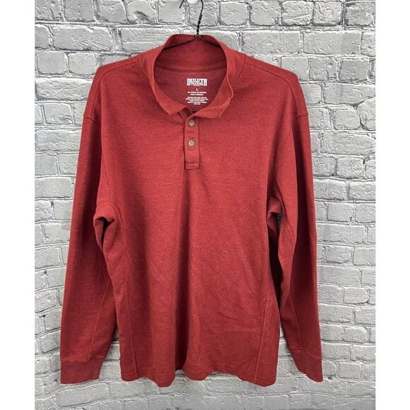 Duluth Trading Men’s L Red Mock Neck Thermal Henley Waffle Weave Shirt - Picture 1 of 4